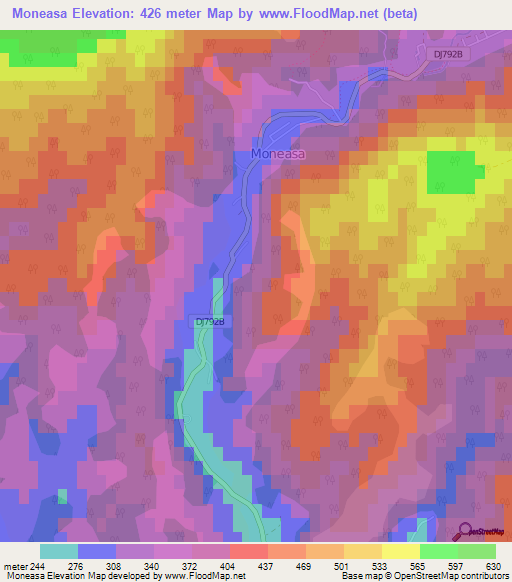 Moneasa,Romania Elevation Map