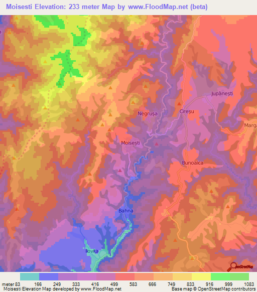 Moisesti,Romania Elevation Map