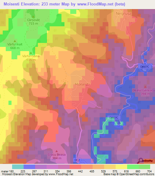 Moisesti,Romania Elevation Map