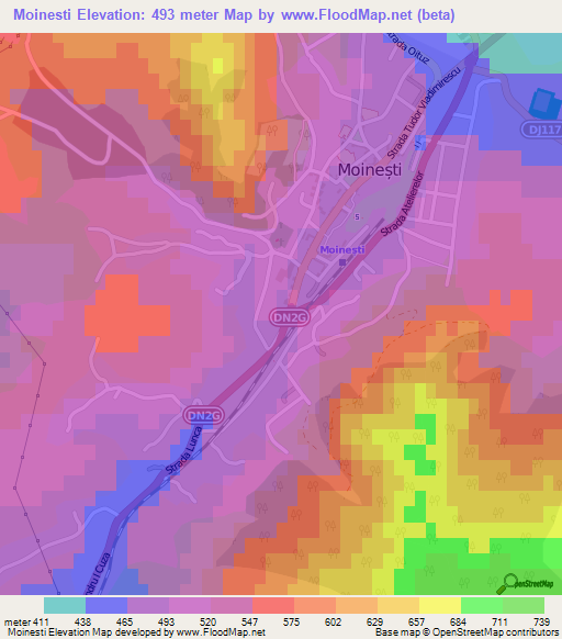 Moinesti,Romania Elevation Map