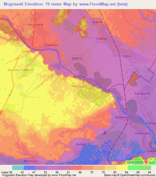 Mogosesti,Romania Elevation Map