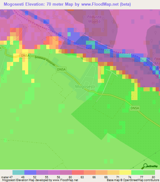 Mogosesti,Romania Elevation Map