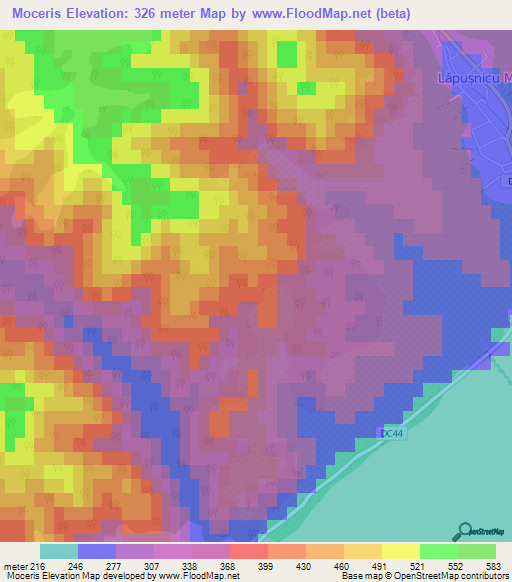 Moceris,Romania Elevation Map