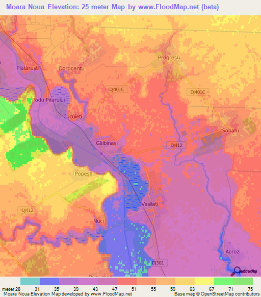 Moara Noua,Romania Elevation Map