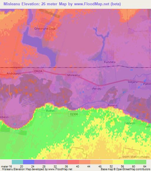 Misleanu,Romania Elevation Map