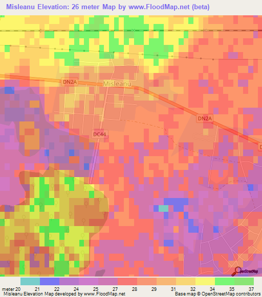 Misleanu,Romania Elevation Map