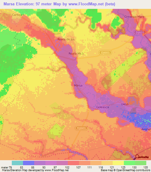 Marsa,Romania Elevation Map