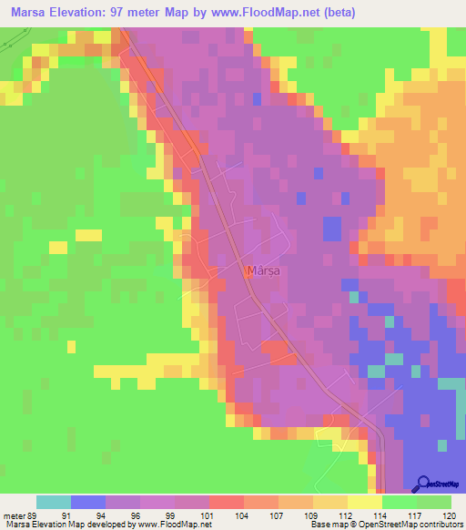 Marsa,Romania Elevation Map