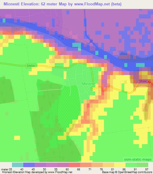 Mionesti,Romania Elevation Map