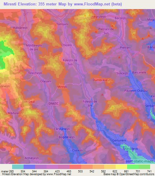 Miresti,Romania Elevation Map