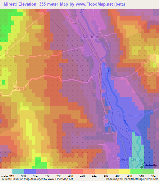 Miresti,Romania Elevation Map