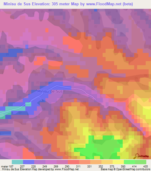 Minisu de Sus,Romania Elevation Map