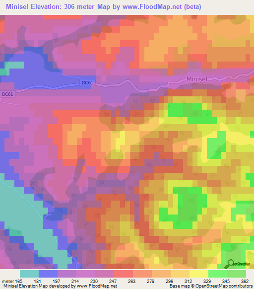 Minisel,Romania Elevation Map