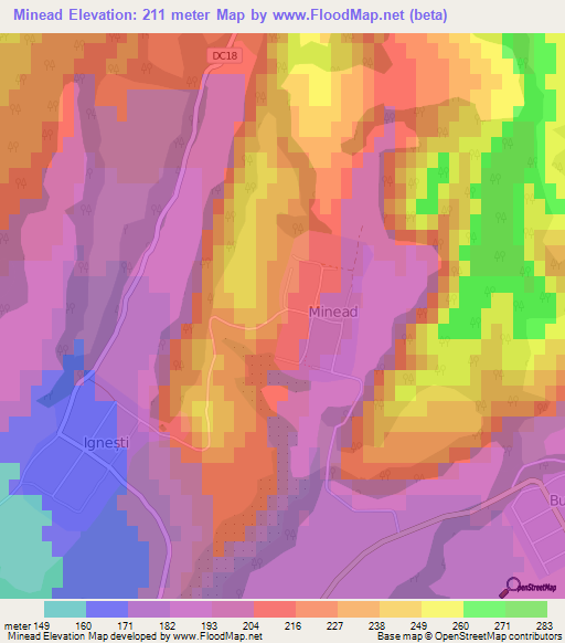 Minead,Romania Elevation Map