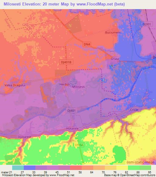 Milosesti,Romania Elevation Map