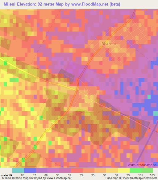 Mileni,Romania Elevation Map