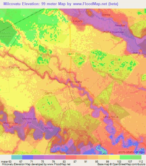 Milcovatu,Romania Elevation Map