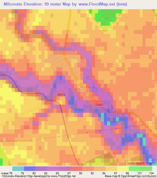 Milcovatu,Romania Elevation Map