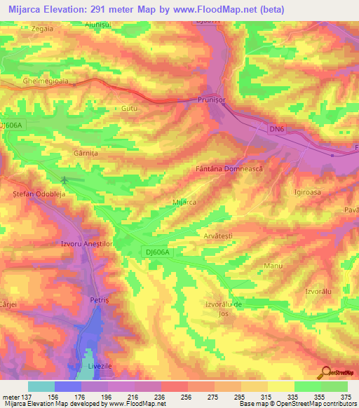 Mijarca,Romania Elevation Map