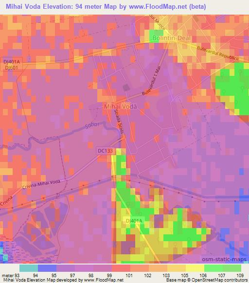 Mihai Voda,Romania Elevation Map