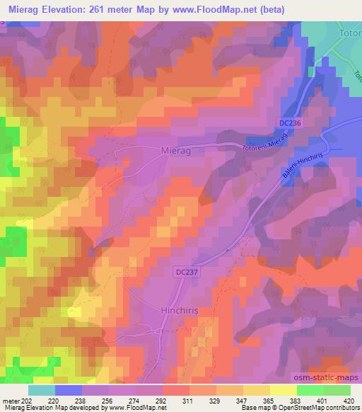 Mierag,Romania Elevation Map