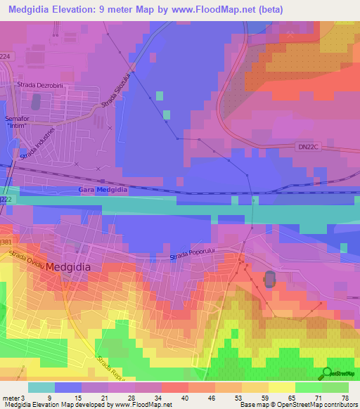 Medgidia,Romania Elevation Map