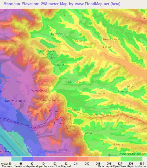 Marmanu,Romania Elevation Map