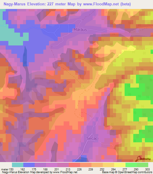 Nagy-Marus,Romania Elevation Map