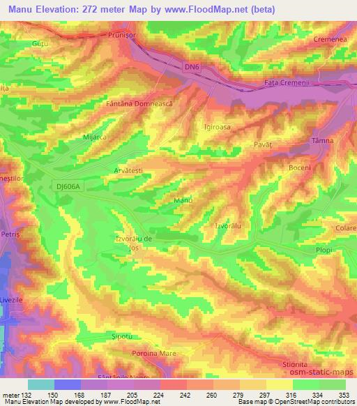 Manu,Romania Elevation Map