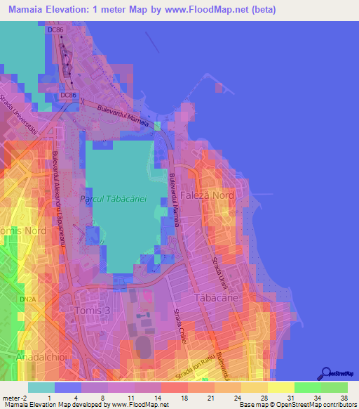 Mamaia,Romania Elevation Map