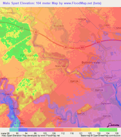 Malu Spart,Romania Elevation Map