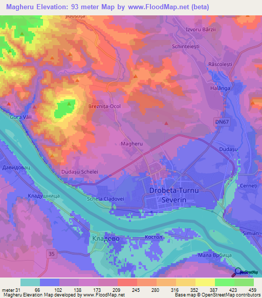 Magheru,Romania Elevation Map