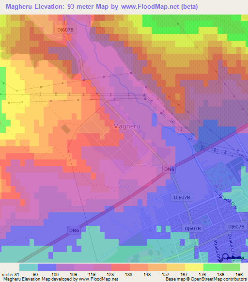 Magheru,Romania Elevation Map