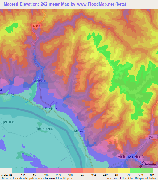 Macesti,Romania Elevation Map