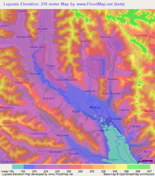 Lupoaia,Romania Elevation Map