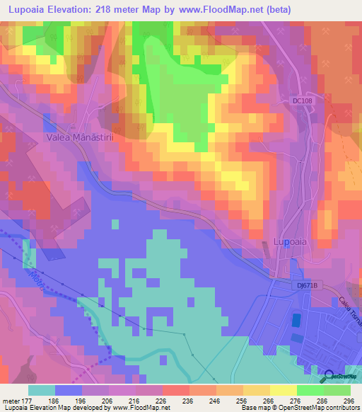 Lupoaia,Romania Elevation Map