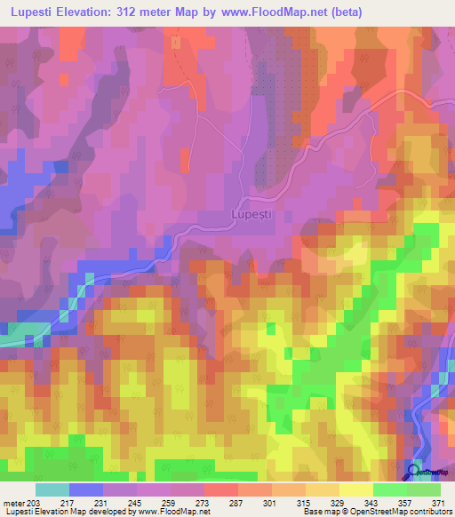 Lupesti,Romania Elevation Map