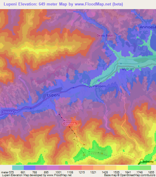 Lupeni,Romania Elevation Map