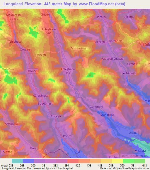 Lungulesti,Romania Elevation Map