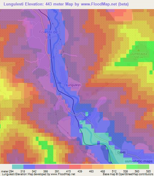 Lungulesti,Romania Elevation Map