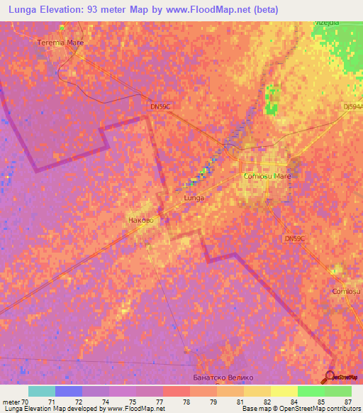 Lunga,Romania Elevation Map