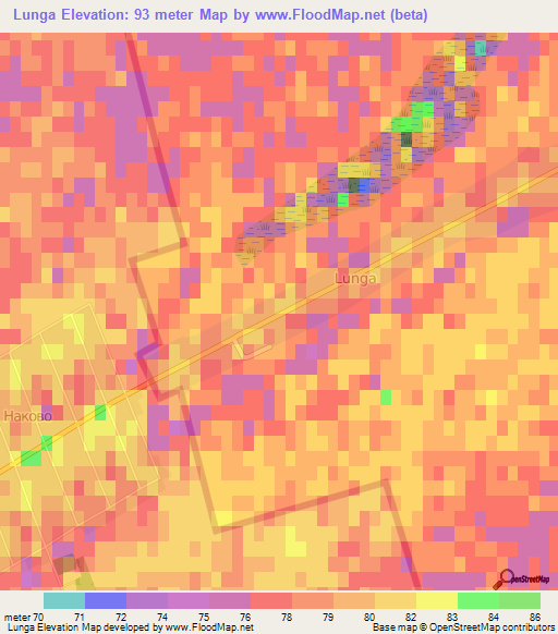 Lunga,Romania Elevation Map