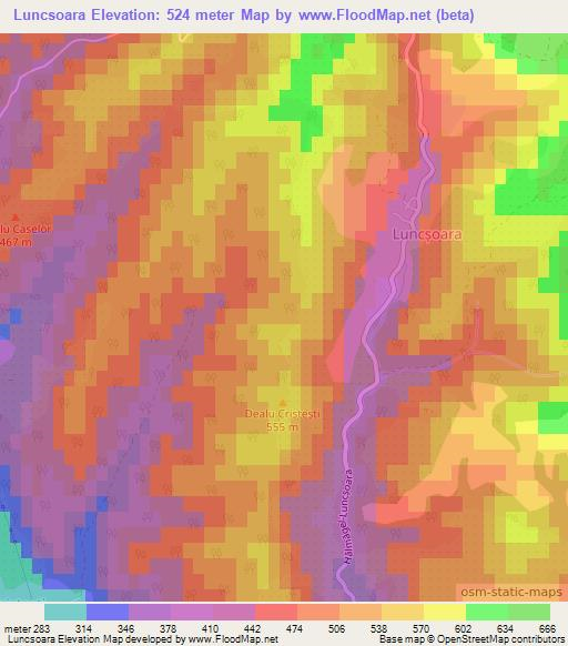 Luncsoara,Romania Elevation Map