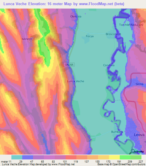 Lunca Veche,Romania Elevation Map