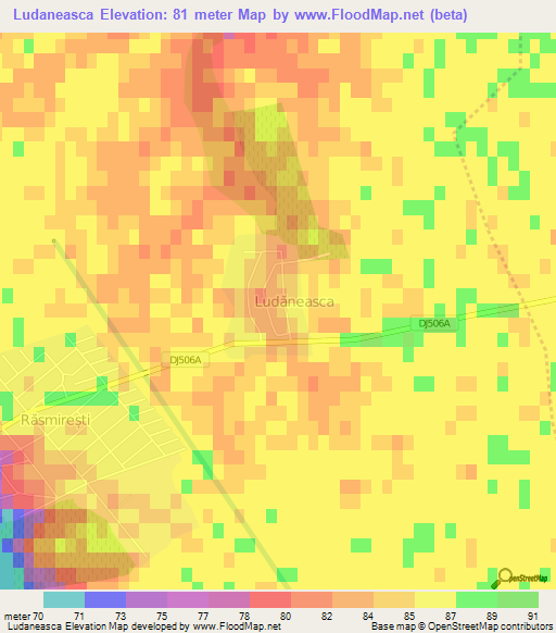 Ludaneasca,Romania Elevation Map