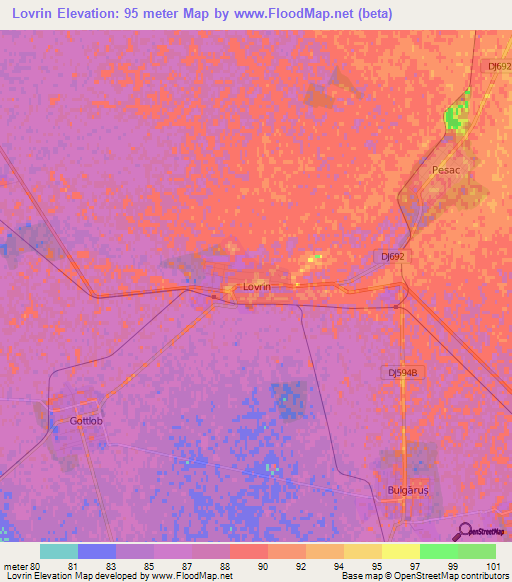 Lovrin,Romania Elevation Map