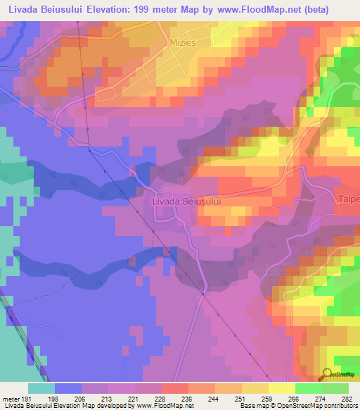 Livada Beiusului,Romania Elevation Map