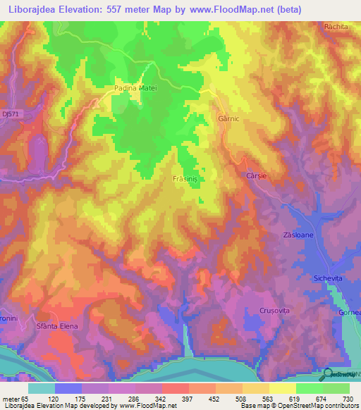 Liborajdea,Romania Elevation Map