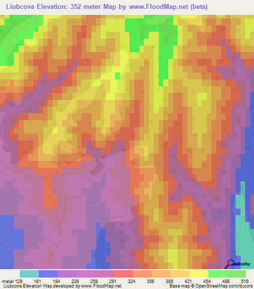 Liubcova,Romania Elevation Map