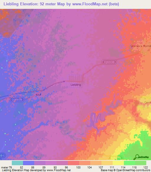 Liebling,Romania Elevation Map